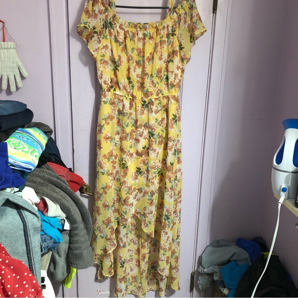 Floral Yellow Off-Shoulder Dress